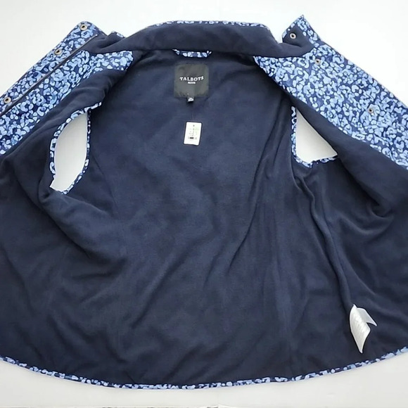 Talbots Quilted Blue Abstract Leopard Diamond Print Vest Size Large Petites - Picture 7 of 16